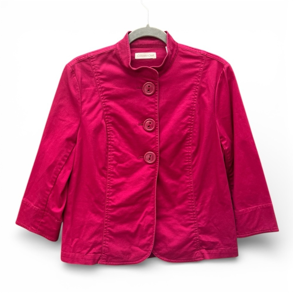 vintage y2k magenta big button cropped jacket